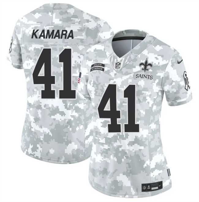 Women%27s New Orleans Saints #41 Alvin Kamara 2024 F.U.S.E Arctic Camo Salute To Service Limited Stitched Jersey Dzhi